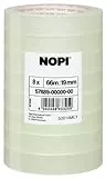 Nopi - Nastro adesivo trasparente, 66 m x 19 mm, 8 rotoli