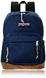 JanSport - Zaino per scuola, viaggi, lavoro o computer portatile, con fondo in pelle scamosciata e tasca per bottiglia d'acqua - blu -