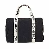 CHILDHOME, Mommy Bag, Borsa per la mamma, Borsa per il cambio, Maternità, Borsa da viaggio, Grande capacità, Fasciatoio Tracolla regolabile Compartimenti Passaggio valigia, Collezione Signature, Nero