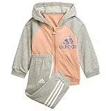adidas I BOS Logo FZ J, Tutina per Bambino e Neonato Unisex-Bimbi 0-24, Top:Ambient Blush Bottom:Medium Grey Heather/White, 912M