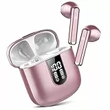 Cuffie Bluetooth, Auricolari Bluetooth 5.3 con Stereo HiFi Immersivo, Cuffie Wireless Mini Incorporato 4 HD Mic, Cuffiette Bluetooth IP7 Impermeabili, Cuffie Senza Fili con LED 30 Ore, Oro Rosa(2023)
