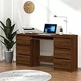 WIFESE Scrivania Rovere Marrone Scrivania Computer Scrivania Con Cassetti Scrivania Industrial Scrivania Cameretta Scrivania Salvaspazio Scrivania Con Cassetto 140x50x77 cm in Legno Multistrato