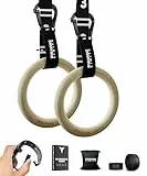 BREAKING LIMITS Anelli da ginnastica – Cinghie regolabili con chiusura rapida e moschettone – Anelli da ginnastica in legno di betulla testurizzato e antiscivolo – come anelli di calistenica, crossfit