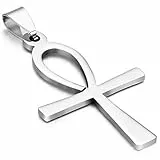 OIDEA Collana per Uomo Donna Collana in Acciaio Inox con Pendente Croce Ankh Egiziano Colore Argento