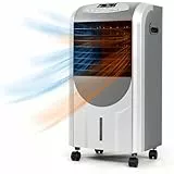 GYMAX Condizionatore Portatile 5 in 1, Riscaldamento, Raffreddamento, Purificatore d'Aria, Umidificatore e Ventilatore, con Schermo LCD e Telecomando, Timer 8H, Serbatoio 7L, 75W, 38x28,5x74cm