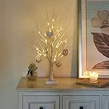 EAMBRITE 60cm Albero di betulla LED, illuminazione interna casa, Luci da tavolo Decorazione di Natale Ciondolo con rami alimentato a batteria Bianco caldo