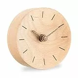 Navaris Orologio Tavolo Legno Naturale - Desk Clock Analogica 11 x 11 x 3,5 cm - Orologio Scrivania Analogico - Orologio Legno per Tavolino Comodino