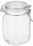 Rocco Bormioli 292075 Fido Contenitore Vaso Ermetico 1115 ml, Vetro, 1pz, Trasparente