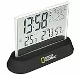 National Geographic Stazione meteorologica Radio con sensore da Esterno dal Design Trasparente con Schermo per visualizzazione dei valori di Temperatura e umidità e delle Tendenze Meteo