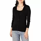 Amazon Essentials Cardigan Leggero Girocollo (Disponibile in Taglie Forti) Donna, Nero, M
