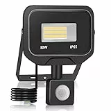 Probapro 30W LED Spotlight, 5000LM proiettore esterno con rilevatore di movimento 3000K bianco caldo super luminoso proiettore, IP65 impermeabile luce di sicurezza LED