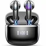 ROMOKE Cuffie Bluetooth, Auricolari Bluetooth con 4 Mic, Cuffie Wireless In Ear HiFi Stereo, Cuffiette Bluetooth LED Display, Cuffie Senza Fili IP7 Impermeabili, Touch Control, USB-C