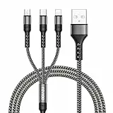 RAVIAD Multi Cavo di Ricarica, 3 in 1 Multiplo Cavetto [1.2M] Micro USB Tipo C Nylon Intrecciato Cavo di Ricarica USB per Samsung S10/S9/S8/S7, Huawei P30/P20, Sony, Xiaomi, OnePlus- Grigio