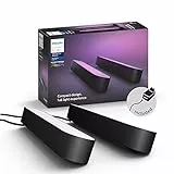 Philips Hue White and Color Ambiance Lampada da Tavolo LED Smart Play, Kit Base con Alimentatore Incluso, 2 pezzi, Nero