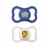 Istruzioni in lingua straniera MAM Ciuccio Air in silicone, set da 2 pezzi, extra leggero e arioso, per bambini, adatto ai denti, in speciale silicone SkinSoft, 16 mesi, elefante/leone