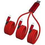 GIMIRO Cavo di ricarica 3 in 1 per auto, lunghezza: 120 cm, da USB C a USB C, ricarica rapida, cavo di trasferimento dati da tipo C a tipo C, per Vechile Car Office Viaggi (RED/C-CCM)