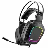 NITHO TITAN PRO 7.1 Suono Surround Cuffie per PC/PS4/PS5, Cuffie da Gioco con Microfono Cardioide e Luce RGB Multieffetto, Driver Audio 50 mm, ‎Jack Audio USB 3.5 mm - Nero