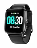 GRV Smartwatch Uomo Orologio Contapassi Orologio Fitness Sportivo con Cardiofrequenzimetro, Ossigeno nel Sangue, Android iOS Compatibile, Notifiche Messaggi e Whatsapp, 9 modalità Sportivo, Nero