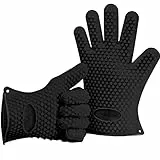 Belmalia 2 Guanti da Forno in Silicone per Cucina e griglia, Kit, Coppia, presine, Guanti da Forno Nero