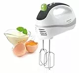 Taurus Stazione in acciaio inossidabile - Impastatrice elettrica da 500 W, 5 velocità, funzione Turbo, 2 tipi di fruste, ganci per impastare e fruste, fruste rimovibili, senza BPA, compatto, bianco