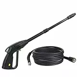 TECHKAR Pistola Idropulitrice Nylon M22x1,5 Perno 14mm con Tubo Alta Pressione e Lancia - Accessori Idropulitrice - Ugello Regolabile per Idropulitrice - Tubo 5m