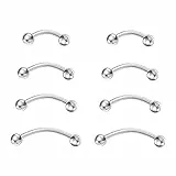 NewkeepsR 4 Paia-1,2mm Titanio Bent Curved Barbell Banana Rook Front Helix Sopracciglio Anelli Piercing Gioielli 6mm/8mm/10mm/12mm