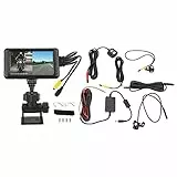 KIMISS Videocamera da cruscotto per moto Videoregistratore di guida video per moto 1080P Anteriore Posteriore Doppia lente Visione notturna Impermeabile Vista posteriore Videocamera sportiva con LCD 1