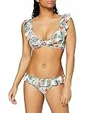 Iris & Lilly Bikini Imbottito con Volant Donna, Rosa Pallido, Fiori Tropicali, 40