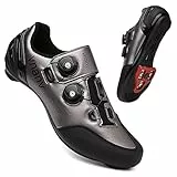 Scarpe da Ciclismo per Uomo Donna Bici da Strada MTB Scarpe compatibili con i Tacchetti Look SPD SPD-SL Delta, Calzature da Ciclismo Unisex Interno/Esterno (Argento, Numeric_40)