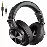 OneOdio A70 Cuffie Bluetooth Over Ear, Cuffie Cablate e Wireless Cuffie Stereo con Microfono, 72 Ore di Riproduzione, CVC 8.0, Jack 3,5 e 6,35 mm, Pieghevole, per DJ, Chitarra, Cellulare, PC, Nero