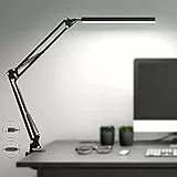 SKYLEO Lampada da Scrivania a LED - da Tavolo con clip - per la cura degli occhi - 3 modalità di luce x 10 livelli di luminosità - Nero