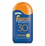 Bilboa, Burrocacao Latte SPF 30, Protezione Solare Alta per Pelli Sensibili, Formula con Vitamina C, Idrata, Nutre e Protegge, Senza Alcool - 200 ml