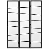 HOMCOM Separè a 3 pannelli, Paravento in Legno Pieghevole per Interni, 120x170cm, Nero e Bianco