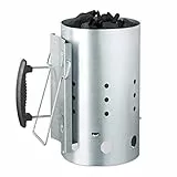 Relaxdays Ciminiera di Accensione, in Acciaio, Accendi Carbonella per Barbecue, Accessori BBQ, HxD: 30 x 19 cm, Argento