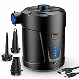 SUPPOU Pompa Elettrica,Pompa ad Aria Elettrica Portatile, 2 in 1 Gonfiatore Elettrico,Pompa d'Aria con 3 ugelli d'aria, Gonfiatore rapido, Per Materassi ad aria, Piscina, Campeggio (nero)