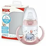 NUK First Choice+ bicchiere antigoccia | 6-18 mesi | Beccuccio in silicone a prova di perdite | Controllo temperatura | Sfiato Anti-Colica | Senza BPA | 150ml | Disney Eeyore Rossa