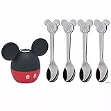 WMF Disney Mickey Mouse Set di 5 spargisale con 4 cucchiai, Lavabile in lavastoviglie, Acciaio Inossidabile, Argento, 10 x 7.5 x 7.5 cm, 5 unità