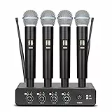 Depusheng R4 microfono wireless karaoke UHF corpo in metallo professionale 4 canali sistema microfono portatile senza fili, adatto per la casa KTV, chiesa, prestazioni