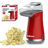 Edihome, Macchina Popcorn, Macchina per Pop Corn, 1200W, Include Cucchiaio Dosatore, Pop Corn pronto in 2 Minuti (Rosso)