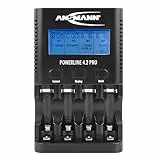 ANSMANN Caricabatterie per 4 batterie AA/AAA NiMH – Caricatore con 5 programmi di ricarica: ricarica, scarica, test, ricarica rapida – Powerline 4.2 Pro