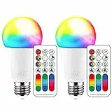 iLC Lampadina LED cambia colore, 120 colori, equivalente a 70 Watt, strobo fai da te, bianco caldo 2700K RGB con telecomando, LED 10W A60 E27 vite (confezione da 2)