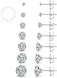 YADOCA 7 Paia Orecchini a Bottone in Acciaio Inossidabile Cubico Zirconia Cartilagine Orecchio per Donna Uomo 2-8mm