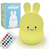 BONNYCO Luce Notturna Bambini con Telecomando e Sensore Tattile 16 Colori Lampada Notturna per Bambini con Timer | Lucina Notturna Bambini Silicone BPA Free | Coniglio Lampada Bambini Notturna