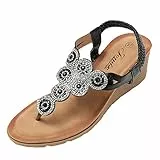 JOMIX Sandali Infradito Donna Eleganti Sandali Donna Estive Zeppa Comodi Sandali Gioiello con Tacco SD8214-1 (Nero, 39)