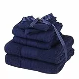 Brentfords Set di asciugamani super morbidi di lusso, 100% cotone, 6 pezzi da bagno, Blu , 2 Asciugamani, 2 Viso, 2 Asciugamani, 500 gms