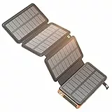 Caricabatterie Solare 27000mAh Power Bank, Riapow Caricabatterie Portatile con 4 Pannelli Solari 18W Ricarica Rapida Batteria Esterna 3 Uscita per Telefono, Tablets
