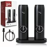 AXOTEN Macinapepe Elettrico Ricarica USB 2 pack,macina sale e pepe elettrico, con macina in ceramica regolabile,Illuminazione LED alla base