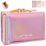 LEcylankEr Portafoglio Donna in Pelle PU - Portafogli Piccolo da Donna con Scomparti Multipli, Portafoglio à Ttrois Volets con Tasca per Monete (A - rosa)