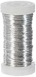 Rayher 2400121 Filo Metallico per Fiori, Diametro 0.35 mm, Bobina Da 100 m, Filo in Ferro, Privo di Nichel, per Composizioni Floreali e Lavori Creativi, Platino