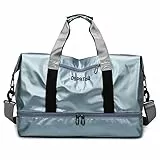 DBPBToU Borsone Palestra per Donne e Uomini Borsone da Viaggio con Scomparto per Scarpe e Scomparto per Bagnato, Borsa Sportiva con Imbracatura per Tappetino da Yoga (Blu)